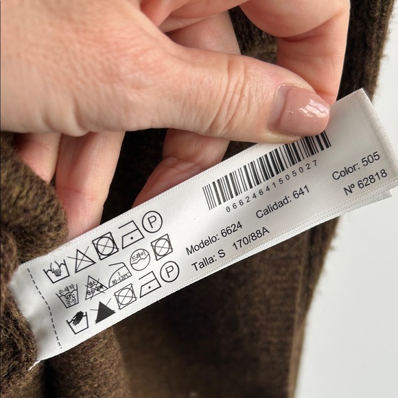 Massimo Dutti Hunter green / Brown Long Sleeve Maxi  Dress - Picture 7 of 9